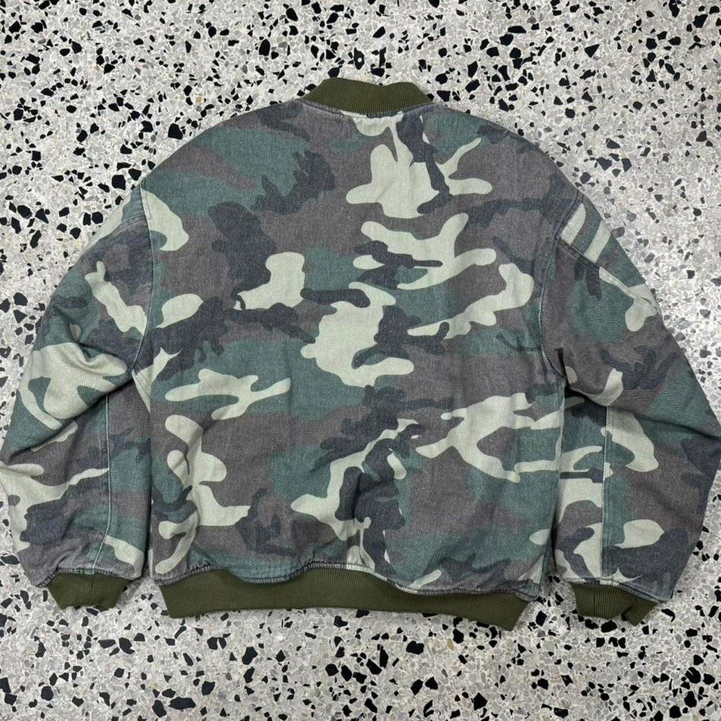 ROUGH SIMMONS NEOTOKYO AKIRA BOMBER CAMO PATCHWORK JACKET: