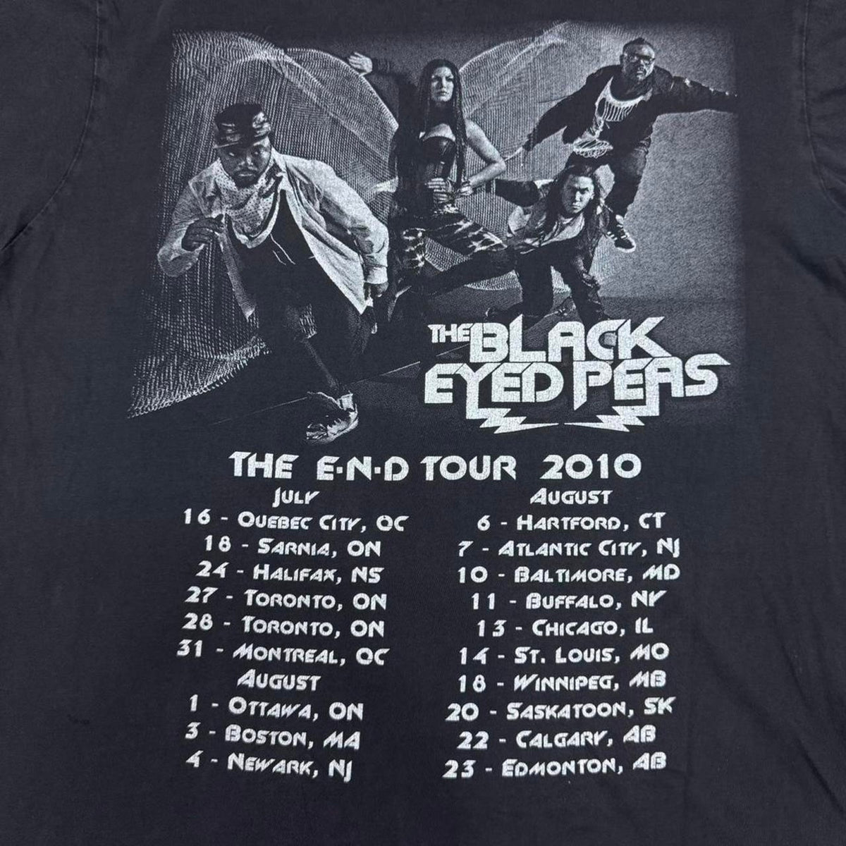 VINTAGE Y2K 2010S THE BLACK EYED PEAS THE END WORLD TOUR DOUBLE SIDED TEE: