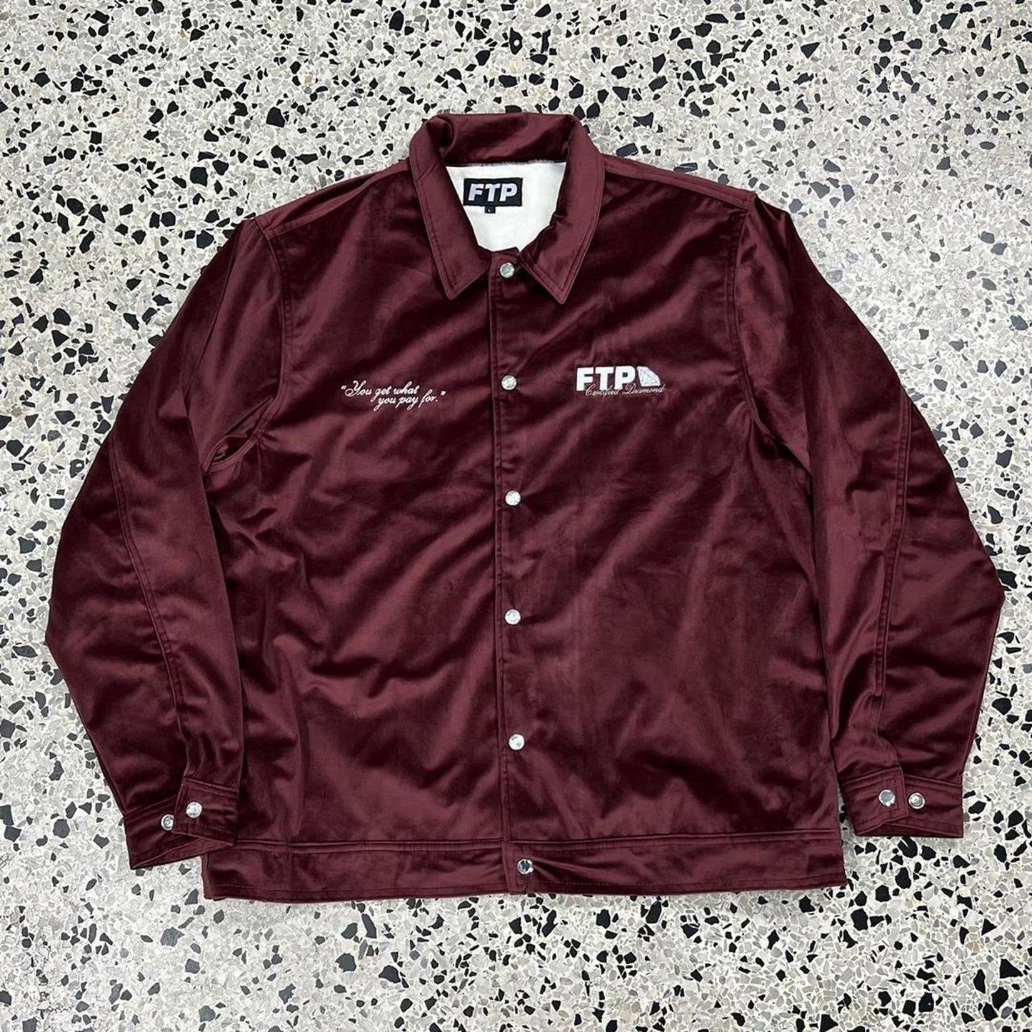 BNWT FTP MAROON CERTIFIED DIAMONDS COACH JACKET: