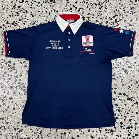VINTAGE 70S KING LOUIE CREATION AMERICAN BEAUTY CARPET INC. BOWLING POLO SHIRT: