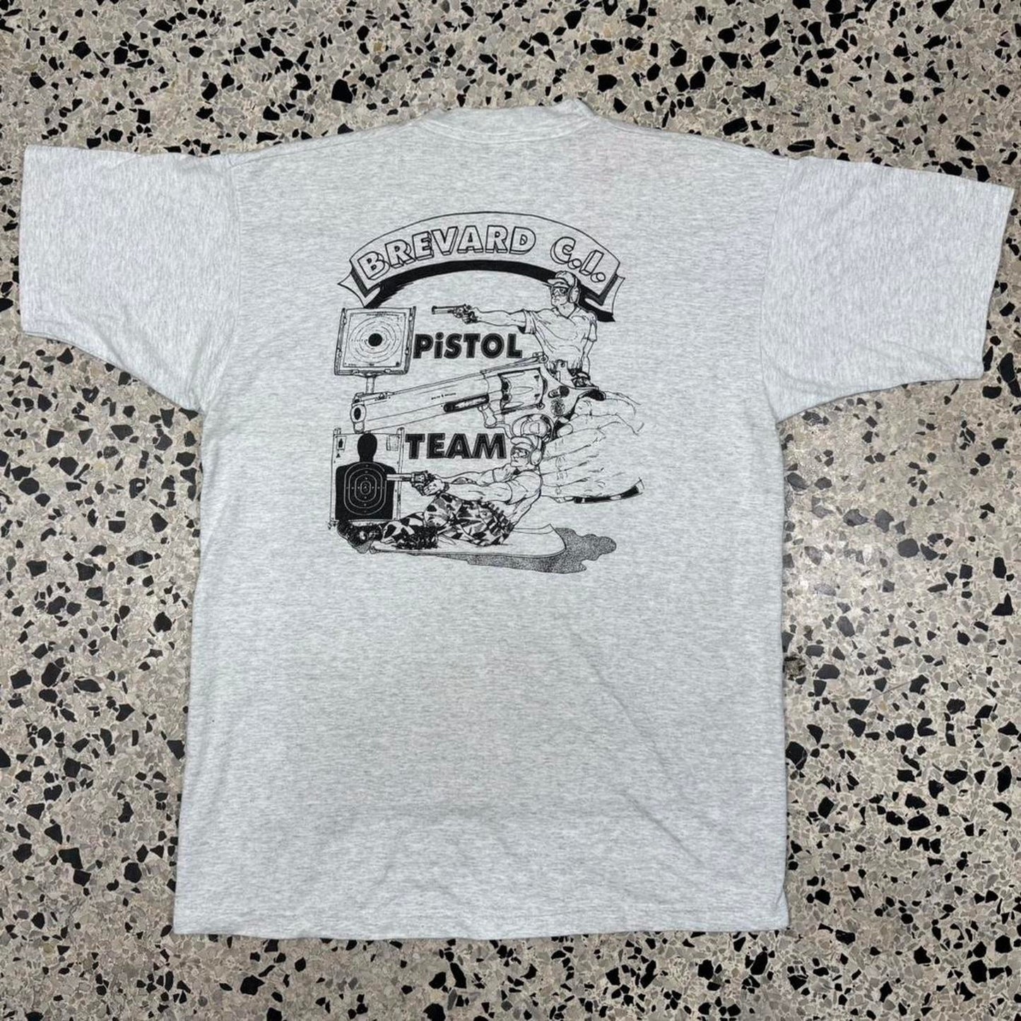 VINTAGE Y2K BREVARD C.I. PISTOL TEAM TARGET PRACTICE TEE: