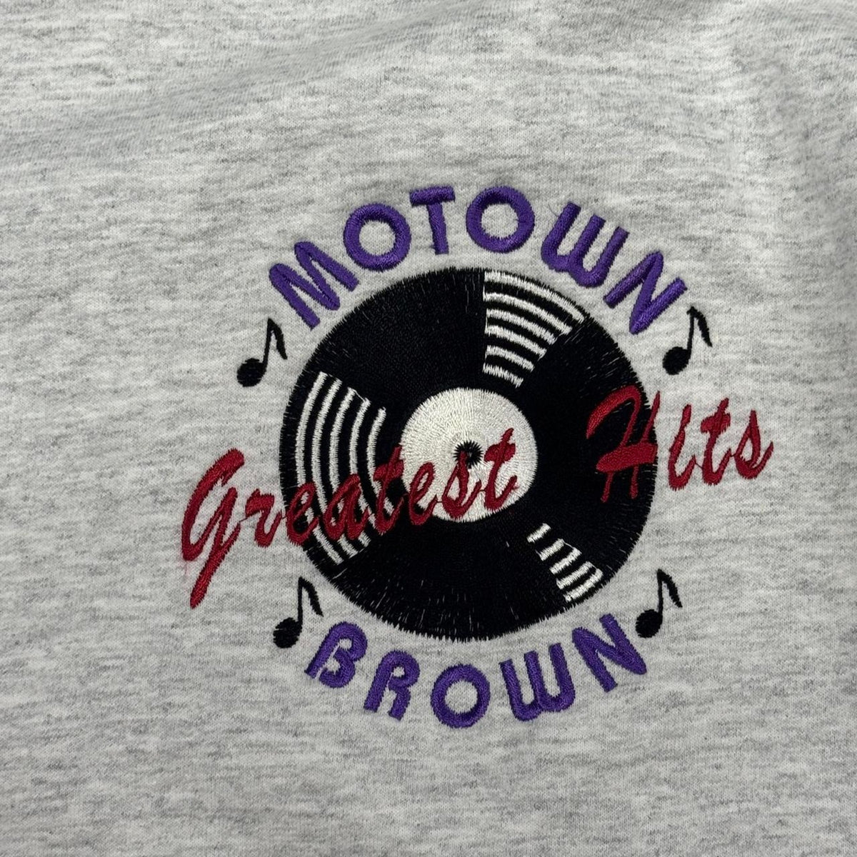 VINTAGE 90S MOTOWN BROWN GREATEST HITS GREY SWEATSHIRT: