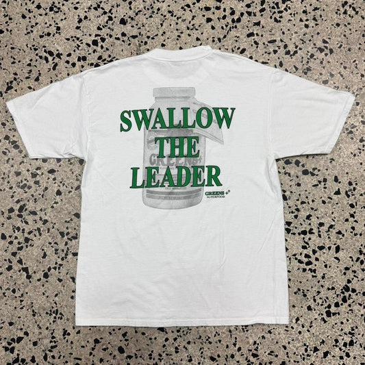 VINTAGE Y2K SWALLOW THE LEADER GREENS+ SUPERFOOD PROMO TEE: