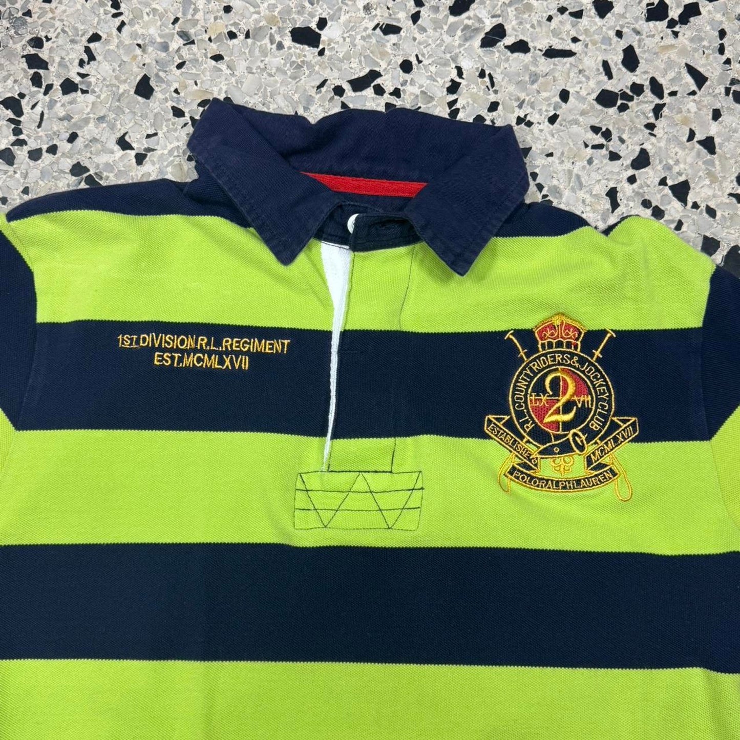 VINTAGE Y2K RALPH LAUREN 1ST DIVISION REGIMENT EMBLEM POLO: