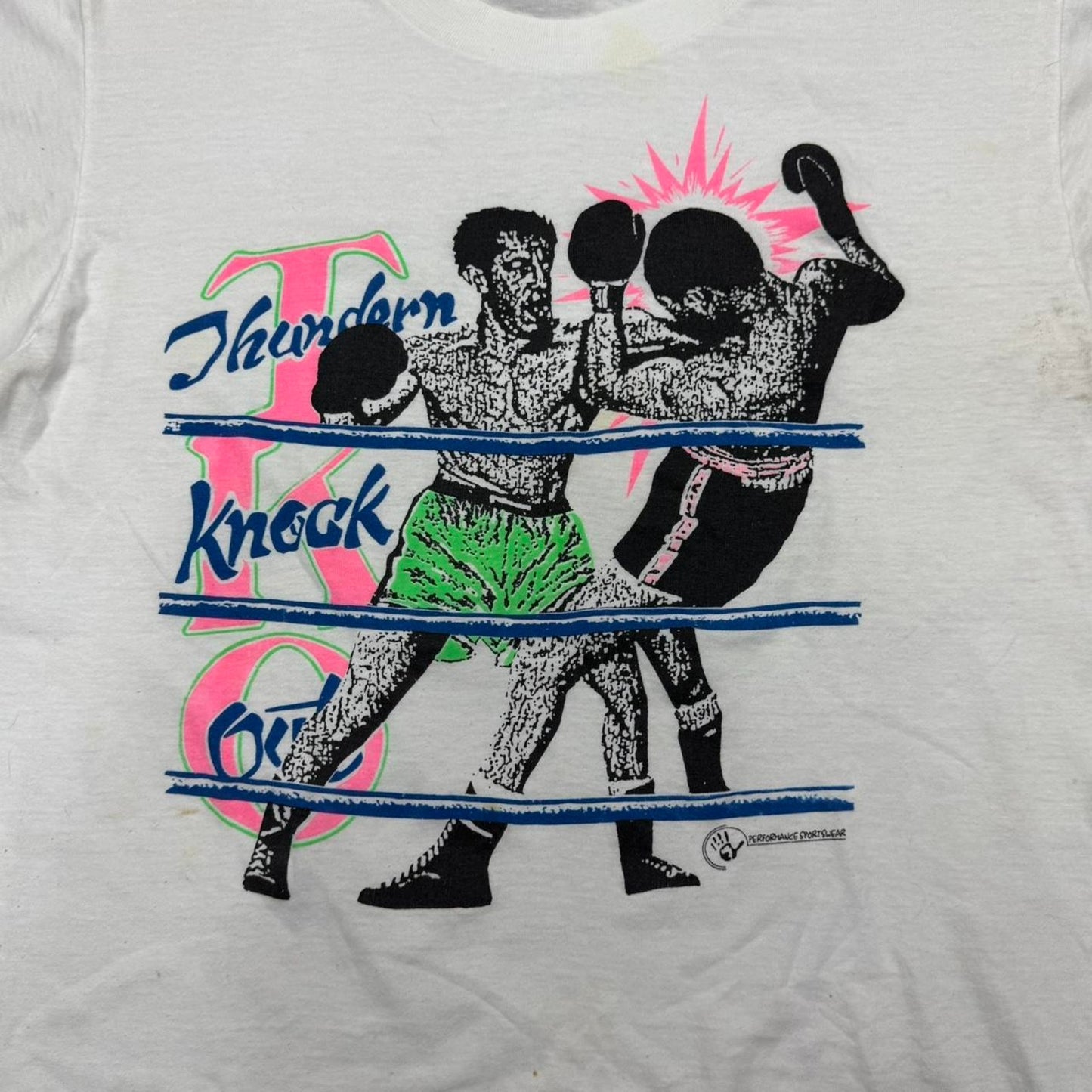 VINTAGE 80S 90S SINGLE STITCH BOXING TKO THUNDERN KNOCK OUT TEE: