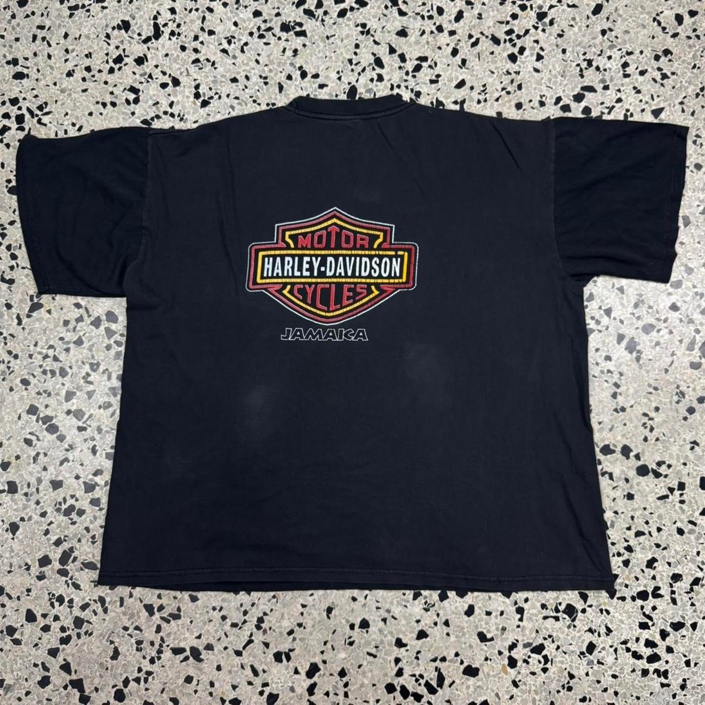 VINTAGE Y2K HARLEY DAVIDSON JAMAICA EAGLE EMBLEM TEE: