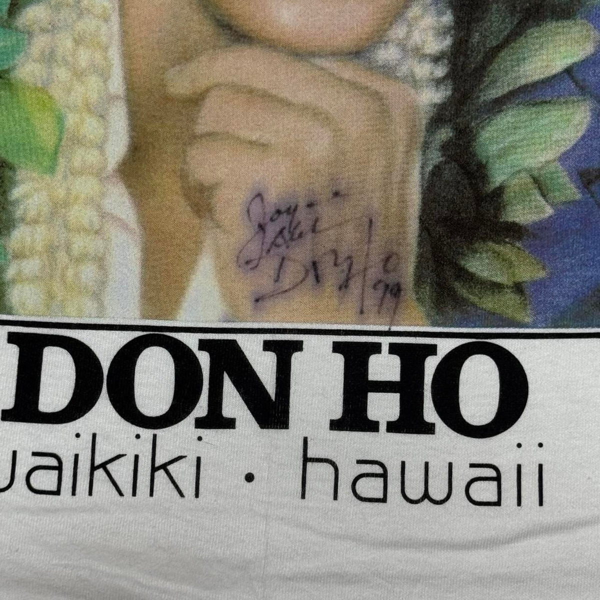 VINTAGE 90S 1999 DON HO SIGNED WAIKIKI HAWAII SHOW FACE TEE: