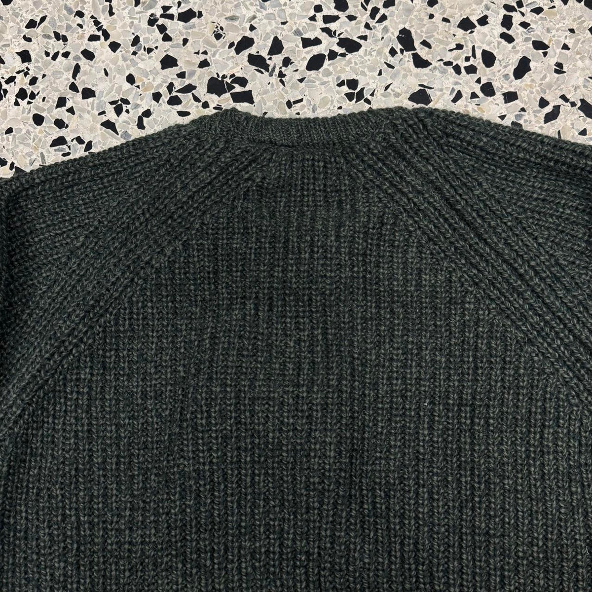 VINTAGE ORIGINAL ARAN CO. 100% NEW MERINO WOOL FOREST GREEN FISHERMAN'S RIBBED SWEATER: