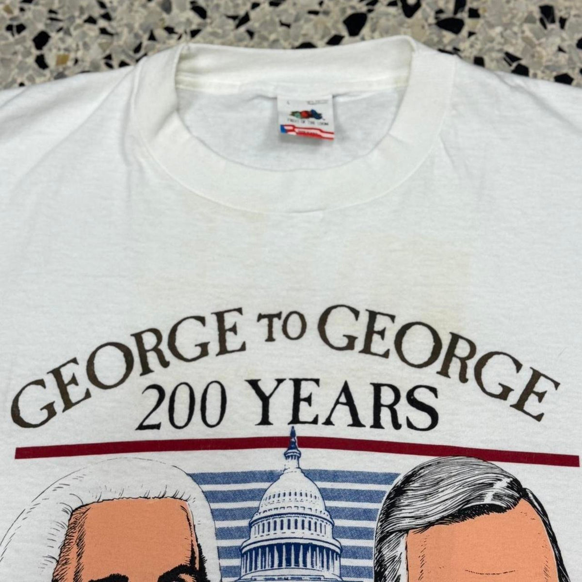 VINTAGE 80S 1989 SINGLE STITCH GEORGE TO GEORGE 200 YEARS PRESIDENTIAL INAUGURATION POLITICAL TEE:
