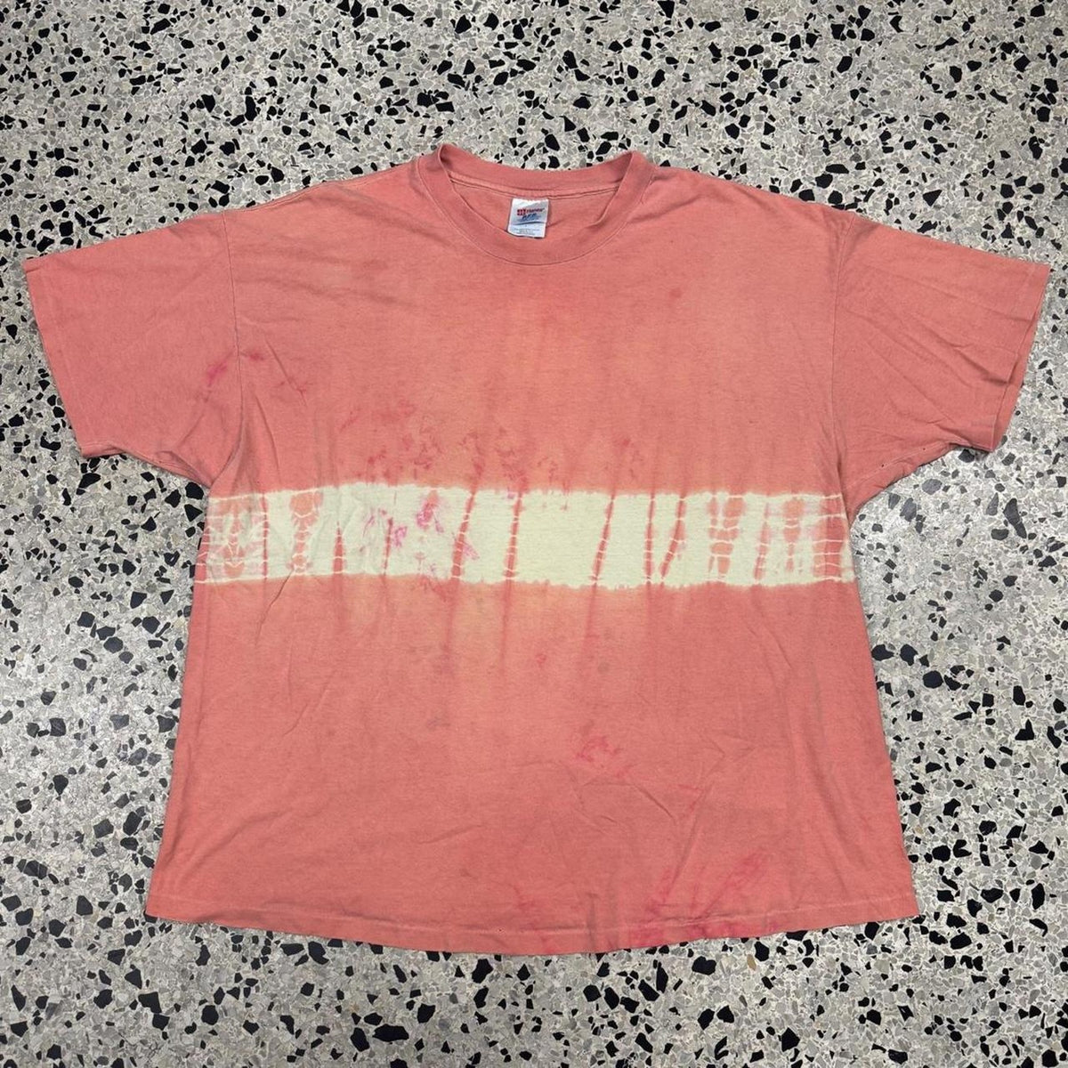 VINTAGE 80S 90S SINGLE STITCH XXL ORANGE & YELLOW TIE DYE TEE: