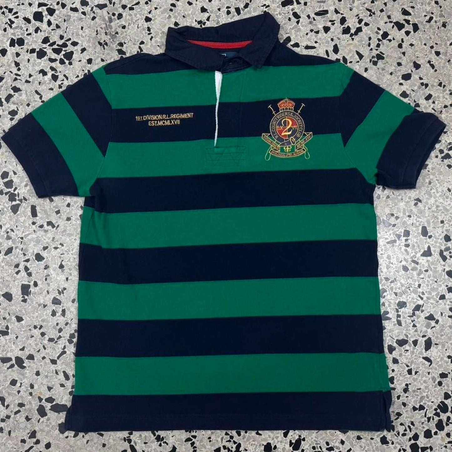 VINTAGE Y2K RALPH LAUREN 1ST DIVISION REGIMENT EMBLEM POLO: