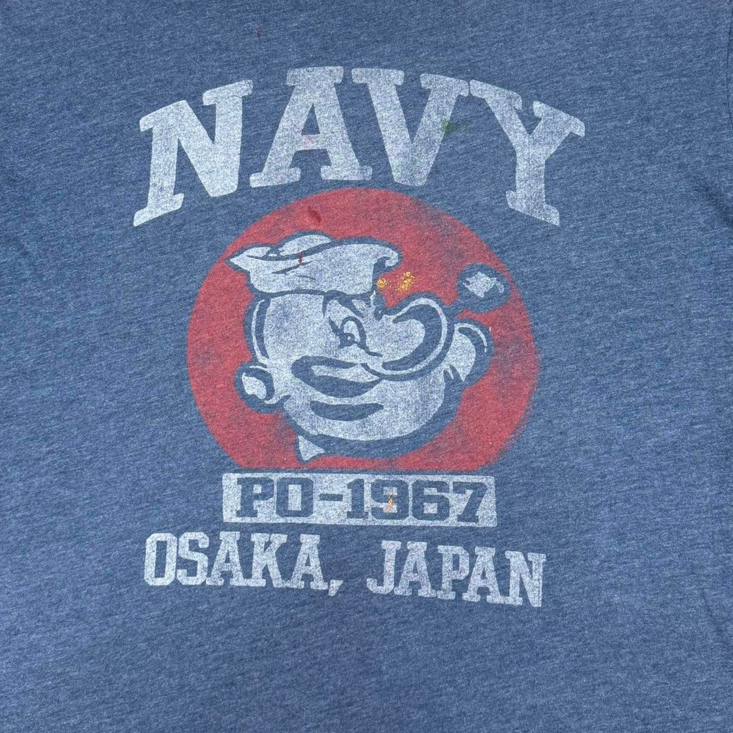 VINTAGE Y2K JUNK FOOD POPEYE NAVY PO-1967 OSAKA JAPAN TEE: