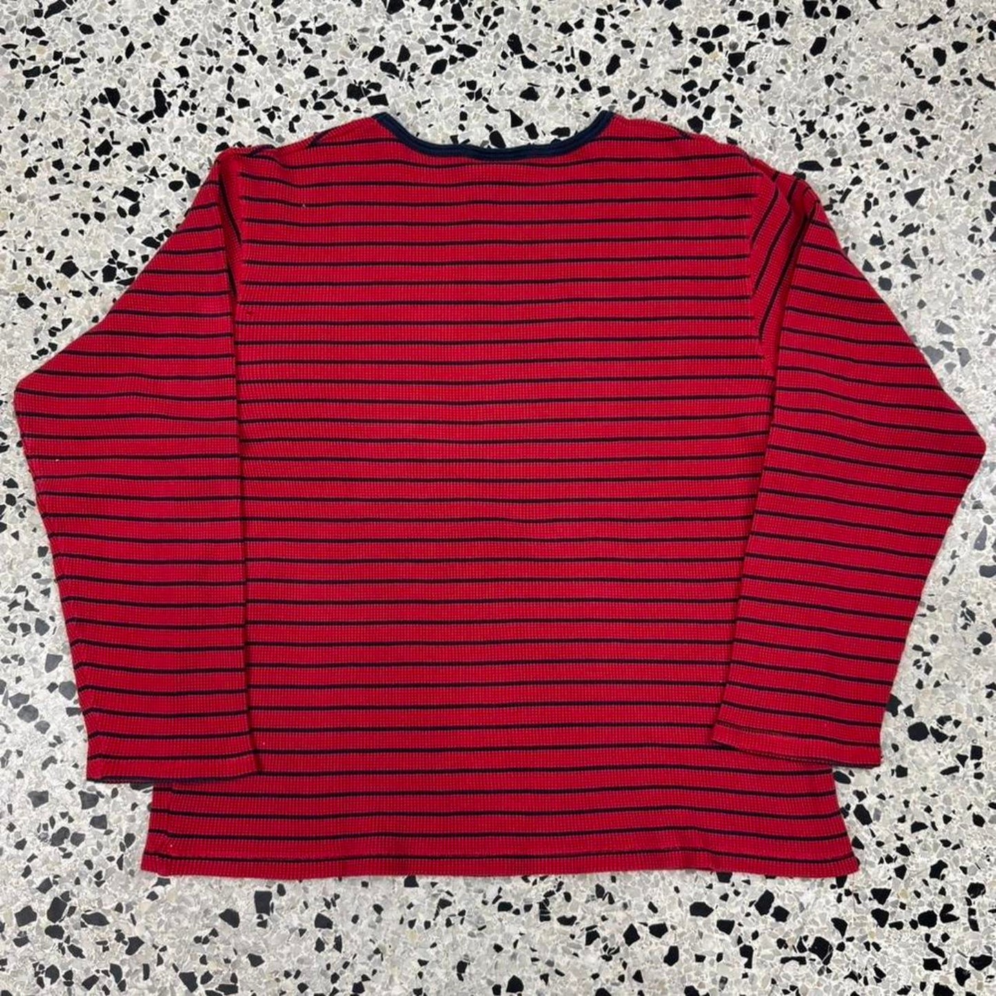 VINTAGE 90S Y2K POLO JEANS CO. RALPH LAUREN RED AND NAVY STRIPED LONGSLEEVE: