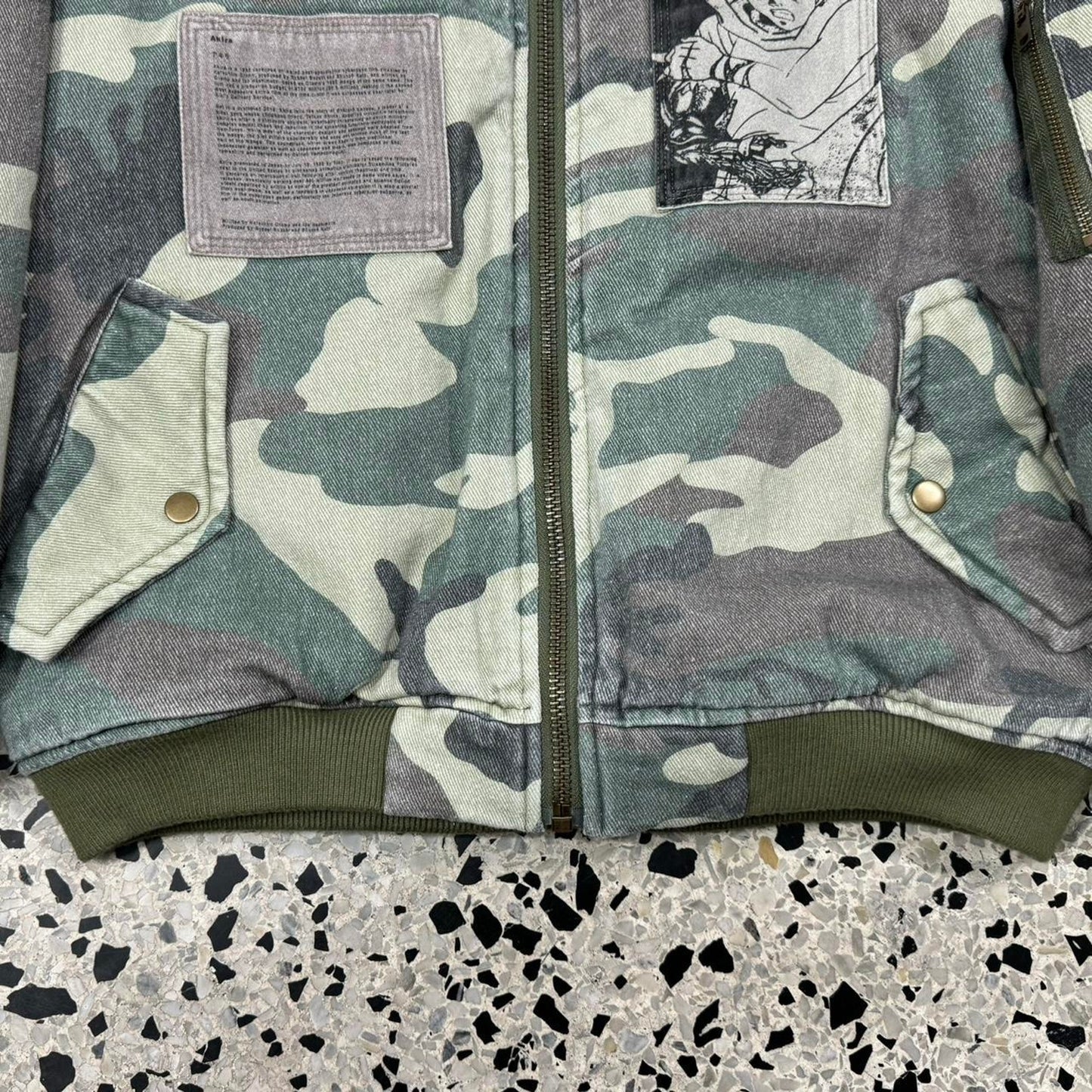 ROUGH SIMMONS NEOTOKYO AKIRA BOMBER CAMO PATCHWORK JACKET: