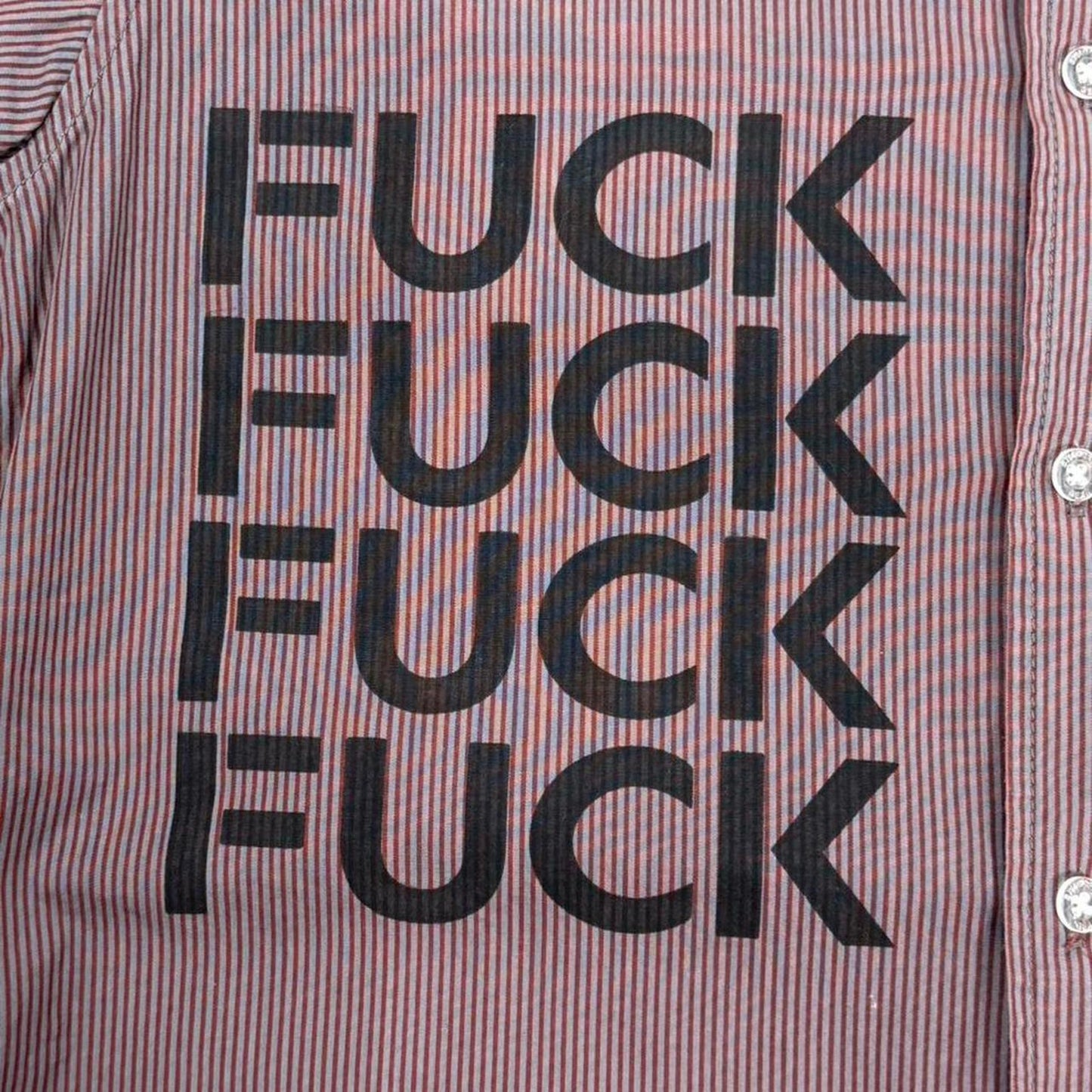 PHENOMENON SWAGGER Y2K FUCK X3 COLLARED BUTTON UP SHIRT: