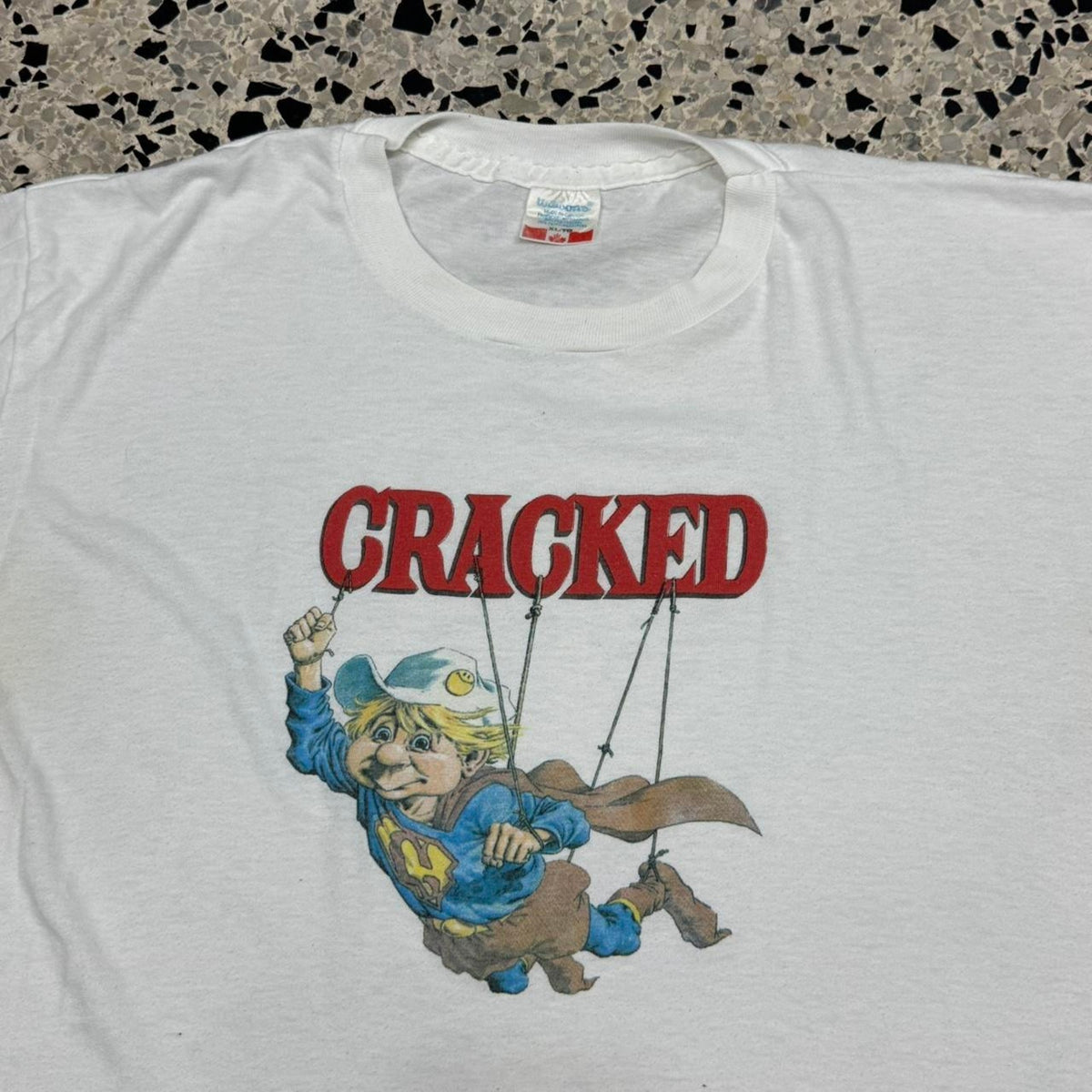 VINTAGE 90S SINGLE STITCH CRACKED MAGAZINE SUPERMAN PARODY PROMO TEE: