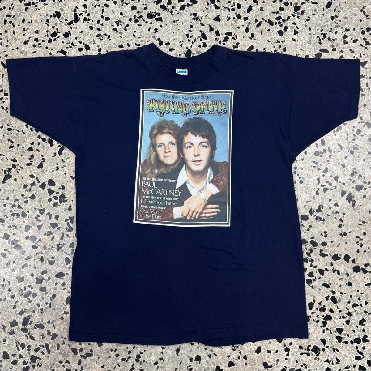 VINTAGE 80S 90S SINGLE STITCH ROLLING STONE PAUL MCCARTNEY MAGAZINE COVER CHAMPION TEE:
