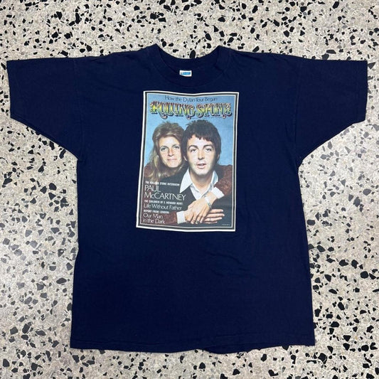 VINTAGE 80S 90S SINGLE STITCH ROLLING STONE PAUL MCCARTNEY MAGAZINE COVER CHAMPION TEE: