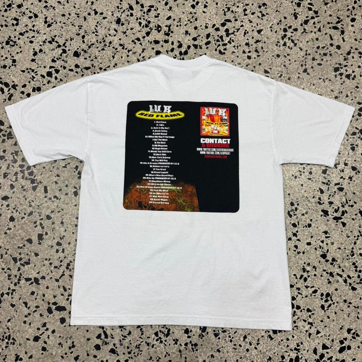 LIL B THE BASED GOD BASEDWORLD CLOTHING RED FLAME ALBUM COVER PROMO TEE: