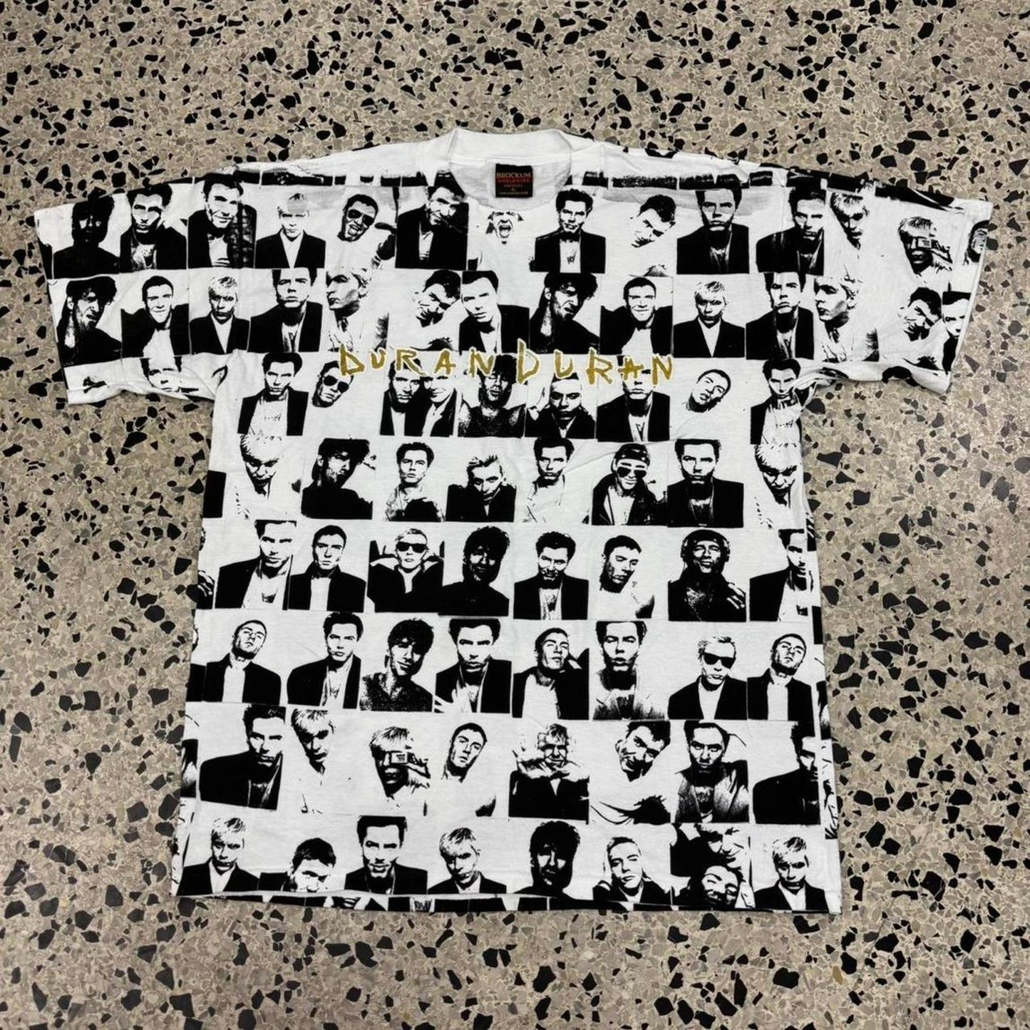 VINTAGE 90S 1993 SINGLE STITCH DURAN DURAN AOP ALL OVER PRINT BROCKUM TEE: