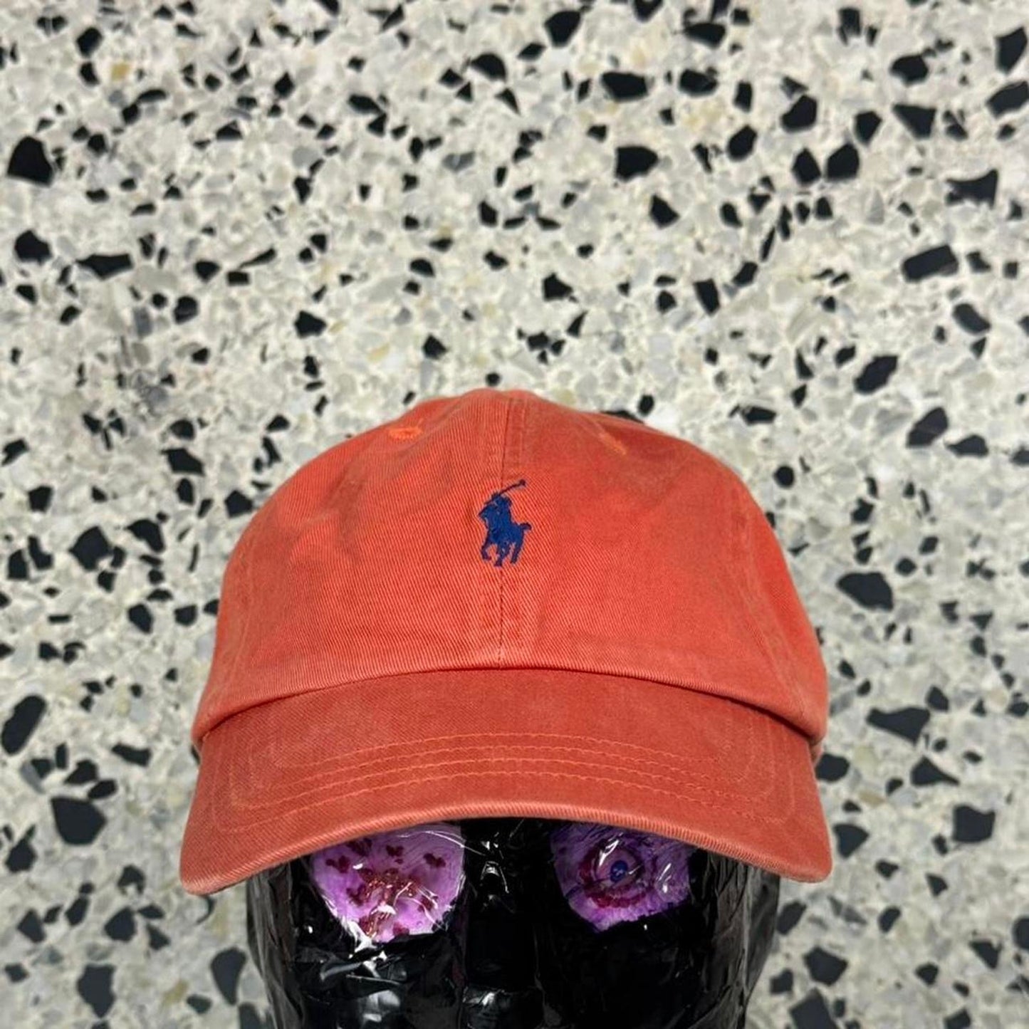VINTAGE Y2K POLO BY RALPH LAUREN ORANGE STRAPBACK W/ LEATHER STRAP:
