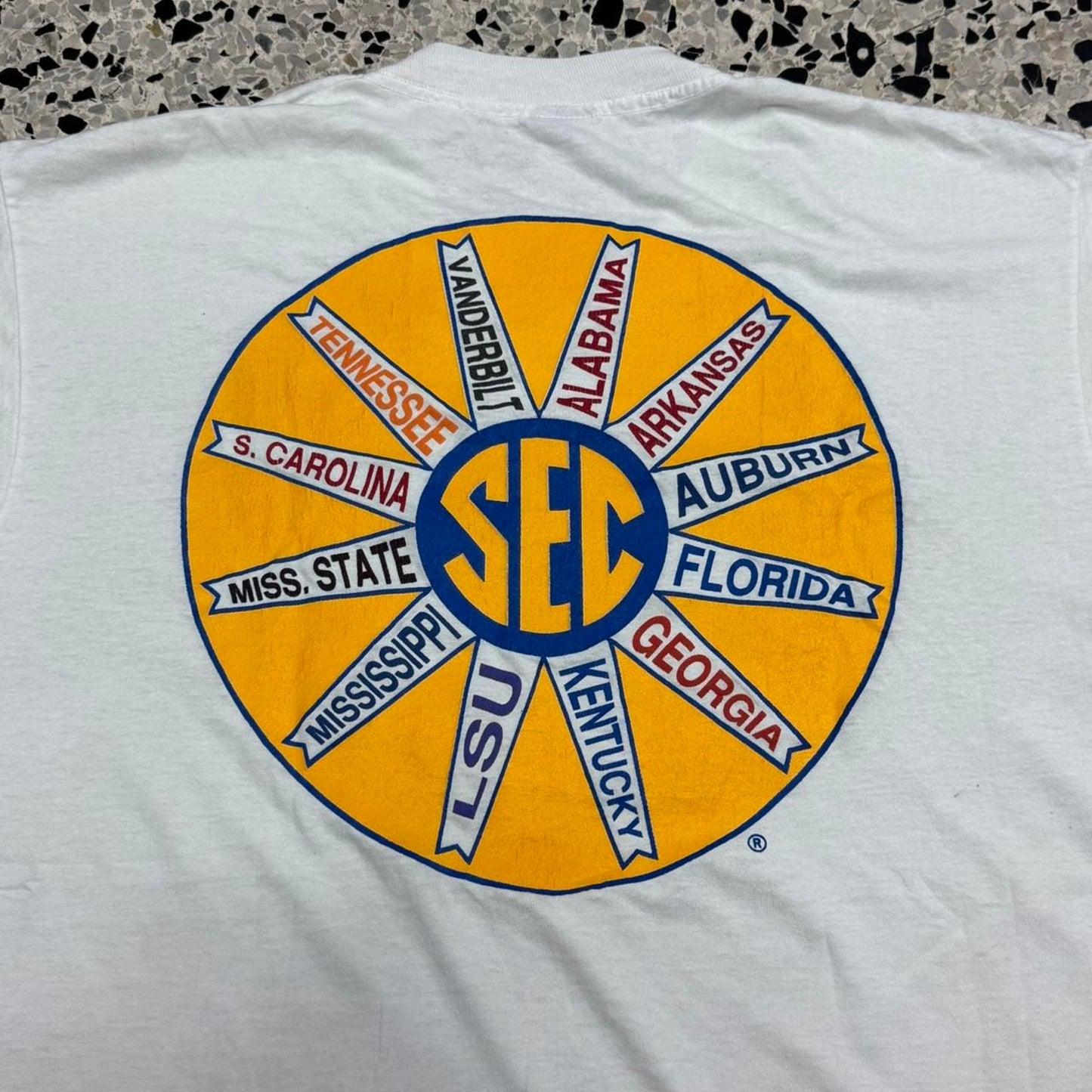 VINTAGE 90S SINGLE STITCH SEC SOUTHEASTERN CONFERENCE LOGO TEE: