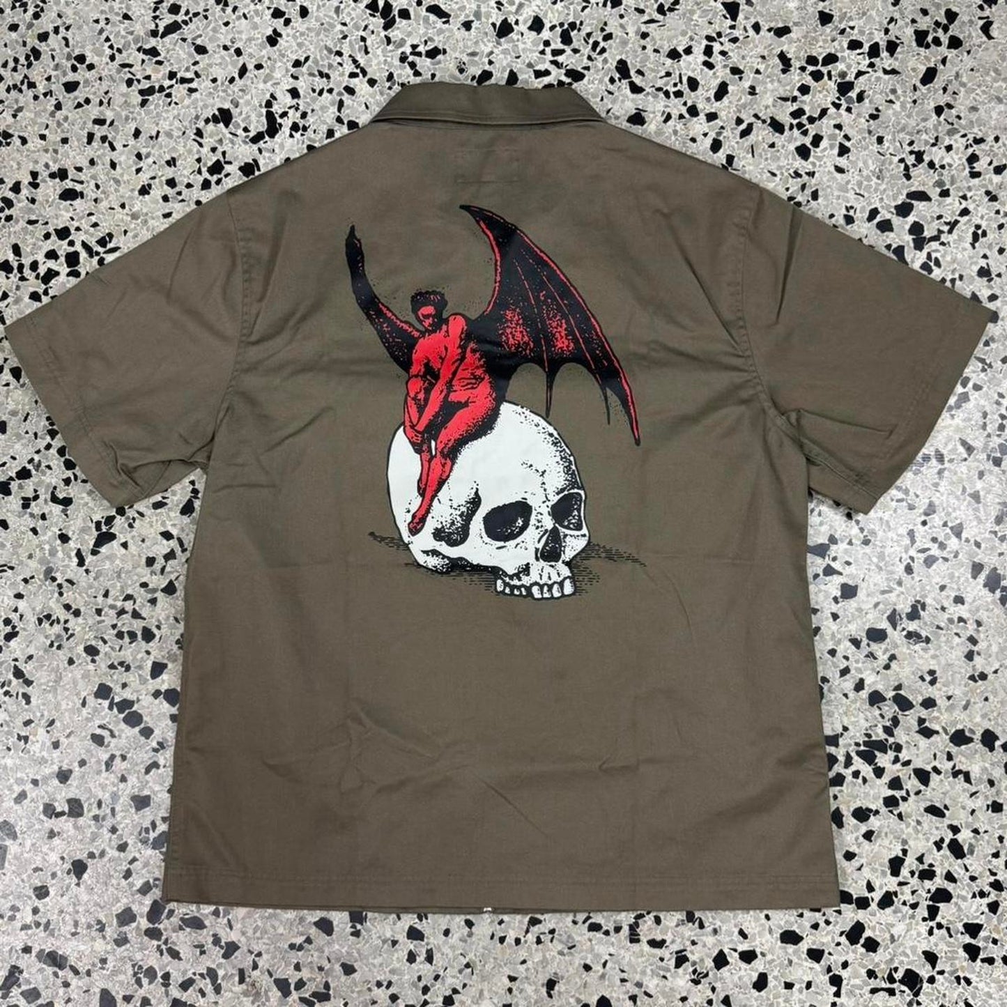 WELCOME SKATEBOARDS NEPHILIM ZIP UP TWILL WORK SHIRT: