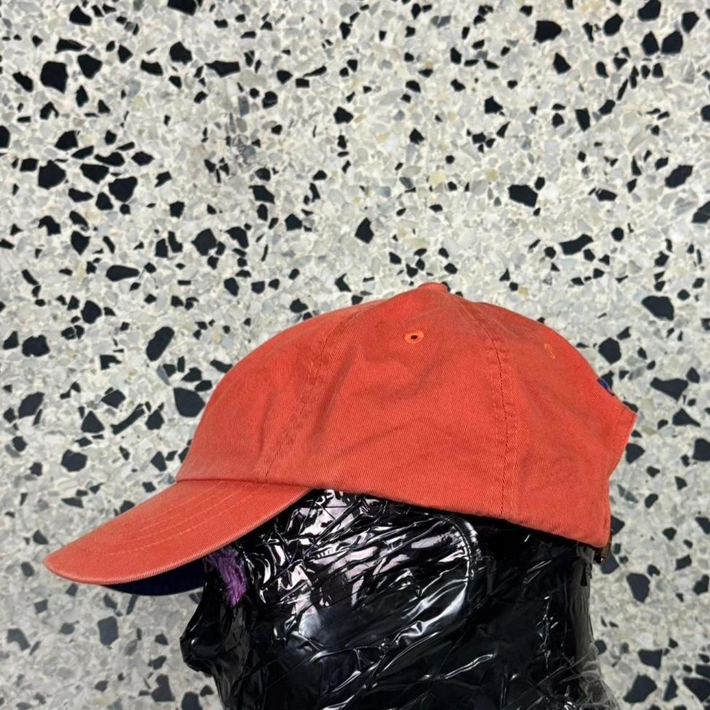 VINTAGE Y2K POLO BY RALPH LAUREN ORANGE STRAPBACK W/ LEATHER STRAP: