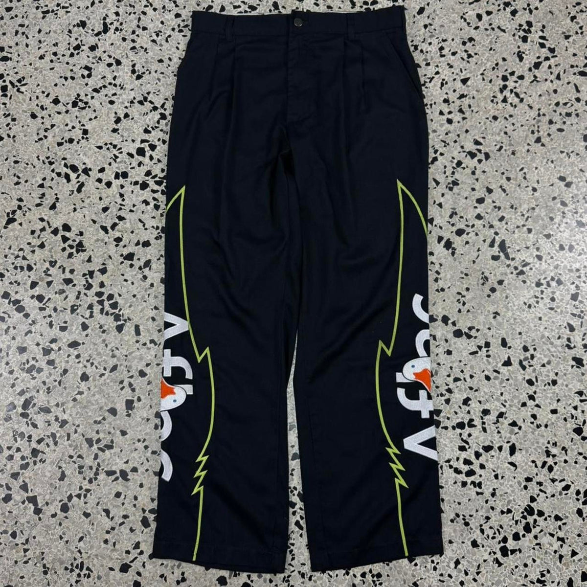 VINTAGE 90S Y2K NASCAR AFLAC RACING EMBROIDERED SIMPSON CASUAL PANTS: