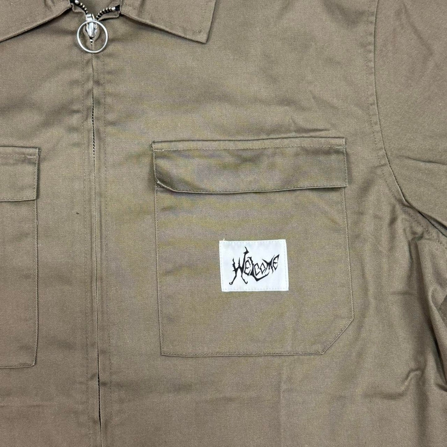 WELCOME SKATEBOARDS NEPHILIM ZIP UP TWILL WORK SHIRT: