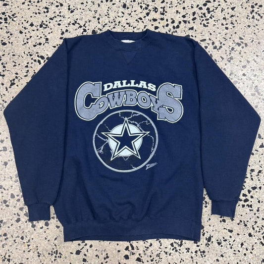 VINTAGE 90S ZUBAZ DALLAS COWBOYS CREWNECK SWEATSHIRT: