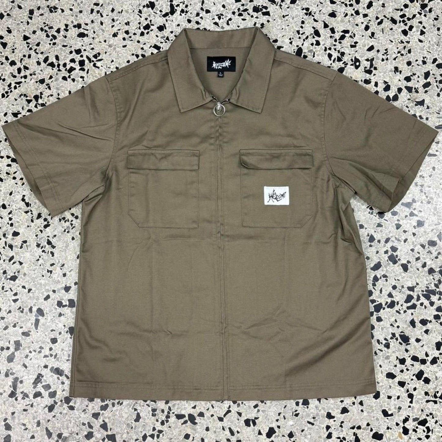 WELCOME SKATEBOARDS NEPHILIM ZIP UP TWILL WORK SHIRT: