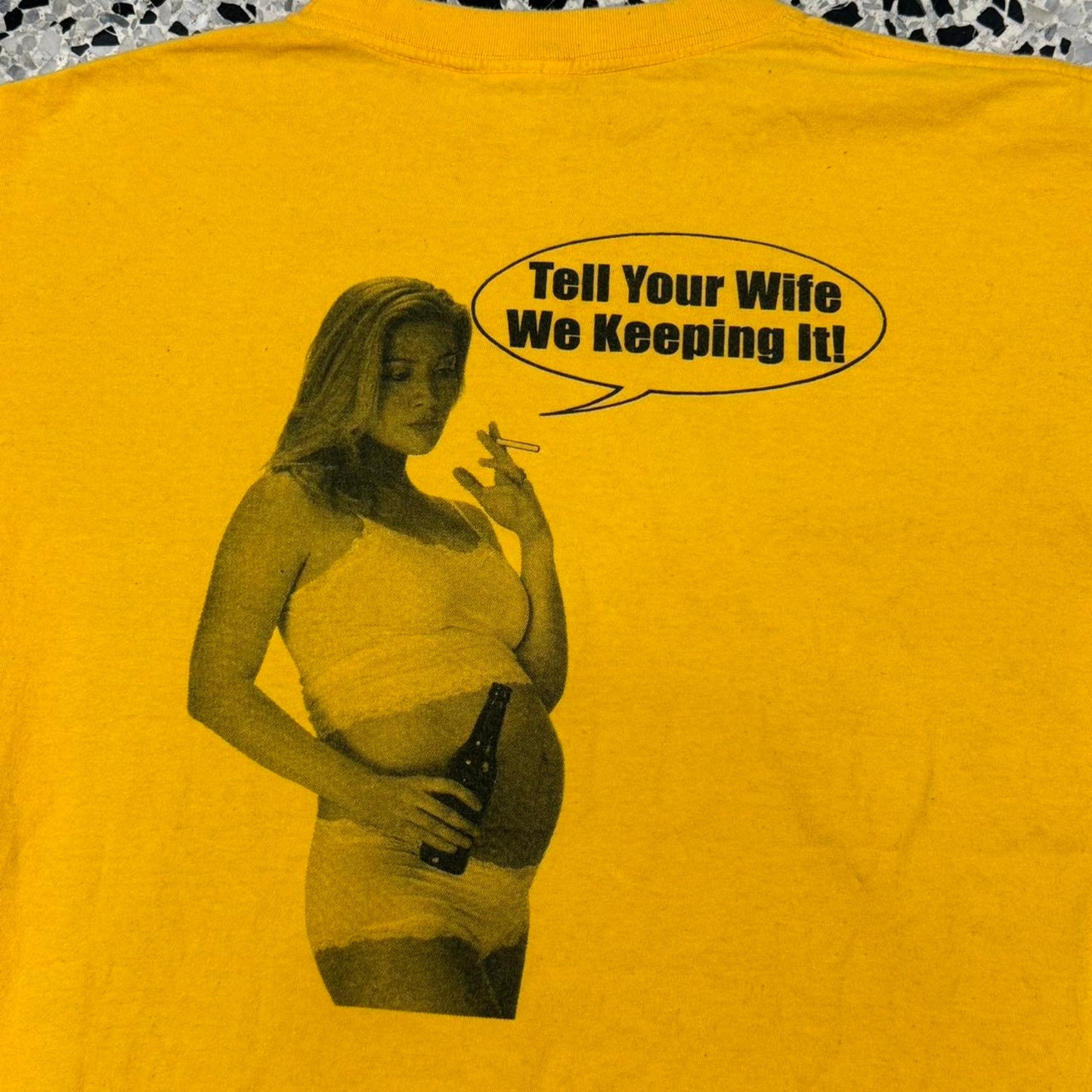 VINTAGE Y2K PRACTICE SAFE SEX PREGNANT GIRLFRIEND TEE: