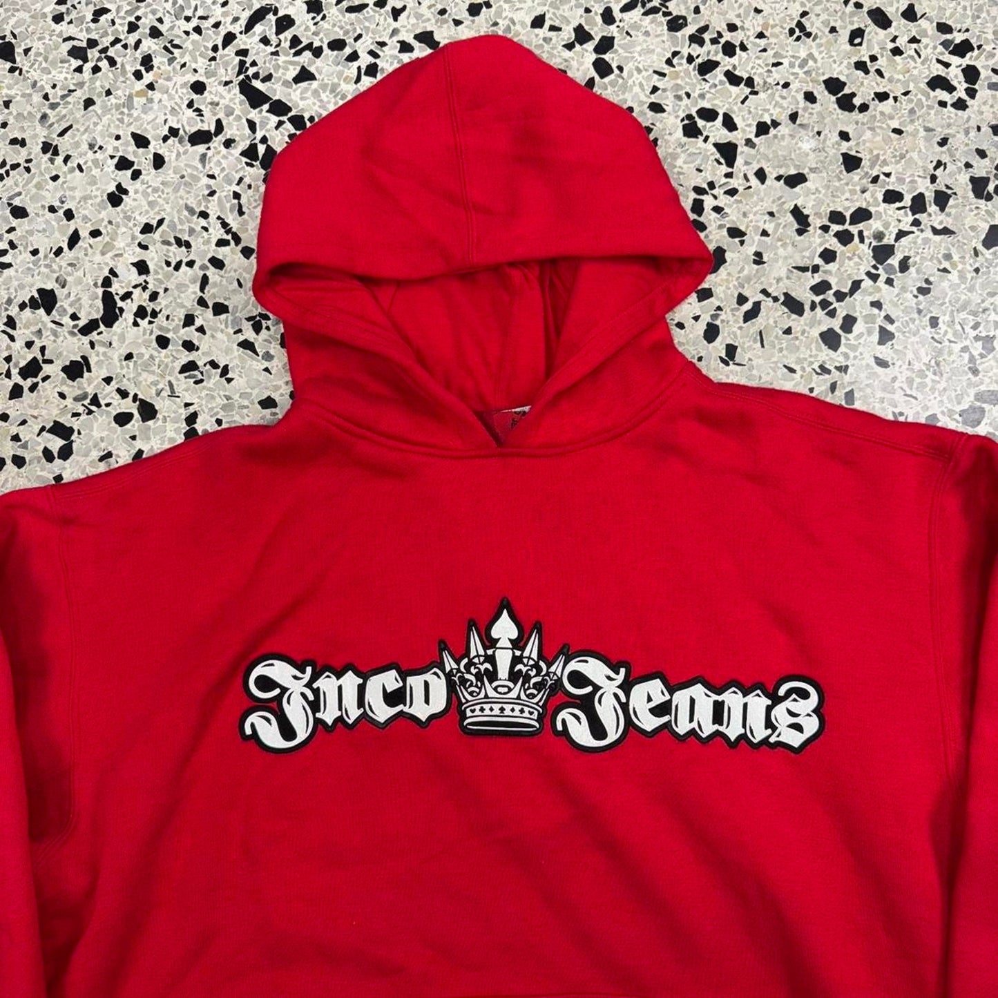 VINTAGE 90S Y2K JNCO JEANS CROWN REFLECTIVE RED HOODIE: