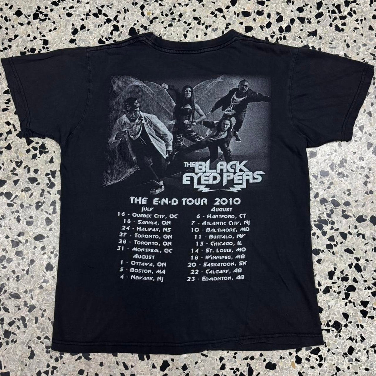 VINTAGE Y2K 2010S THE BLACK EYED PEAS THE END WORLD TOUR DOUBLE SIDED TEE: