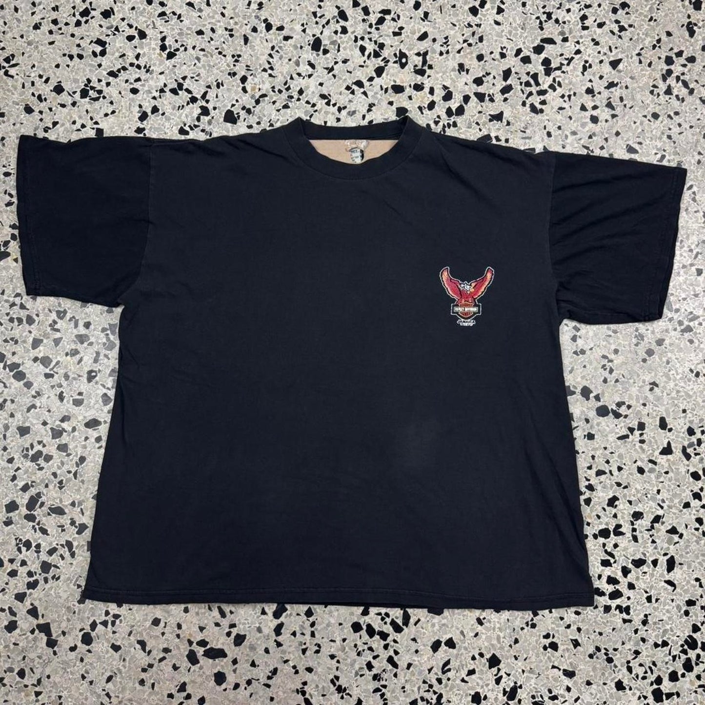 VINTAGE Y2K HARLEY DAVIDSON JAMAICA EAGLE EMBLEM TEE:
