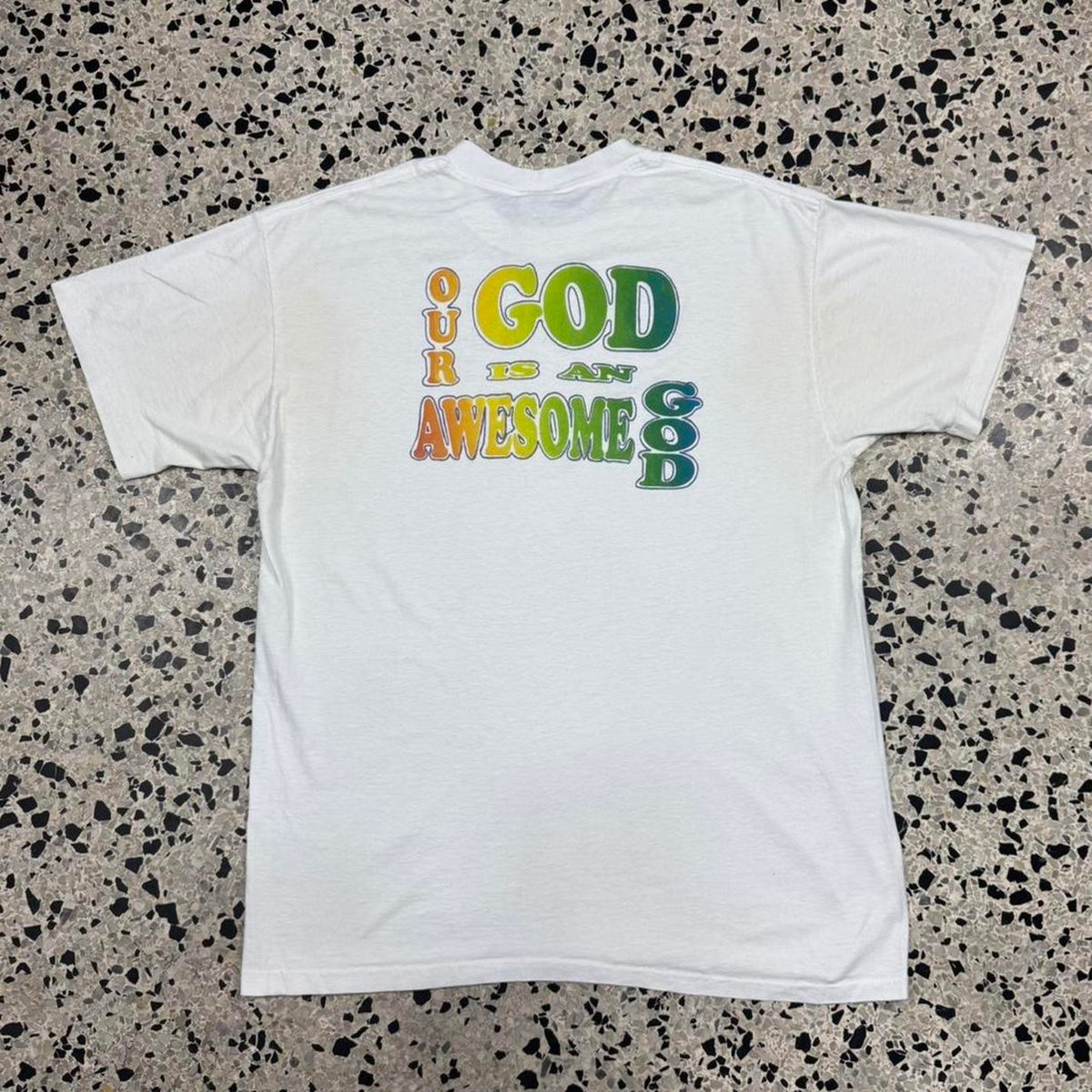 VINTAGE 90S SINGLE STITCH OUR GOD IS AN AWESOME GOD YOUTH GROUP TEE: