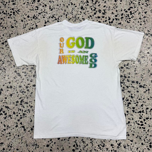 VINTAGE 90S SINGLE STITCH OUR GOD IS AN AWESOME GOD YOUTH GROUP TEE: