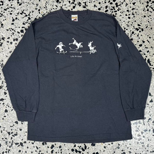 VINTAGE Y2K TO THE EDGE PRIME “LIFE AS USUAL” SKATER L/S TEE: