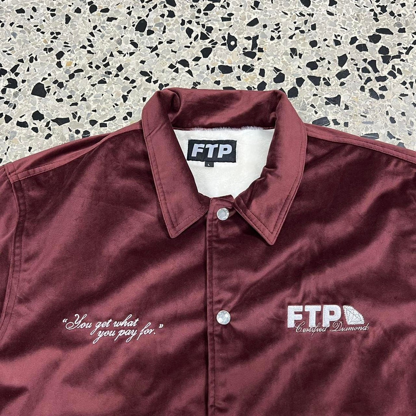 BNWT FTP MAROON CERTIFIED DIAMONDS COACH JACKET: