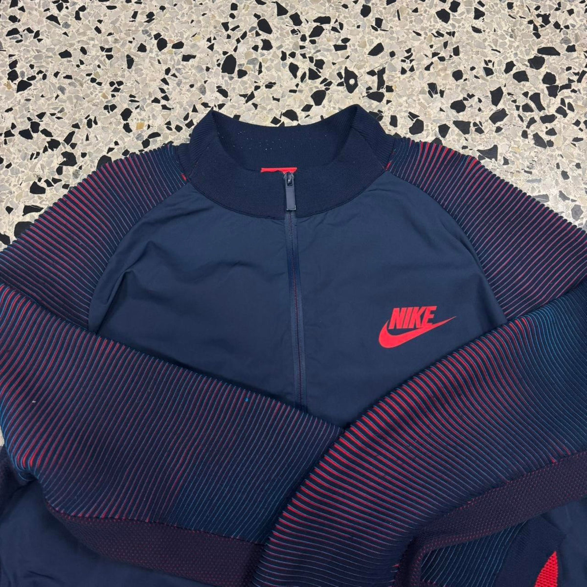 VINTAGE Y2K NIKE TECH KNIT DYNAMIC REVEAL VARSITY TRACK JACKET: