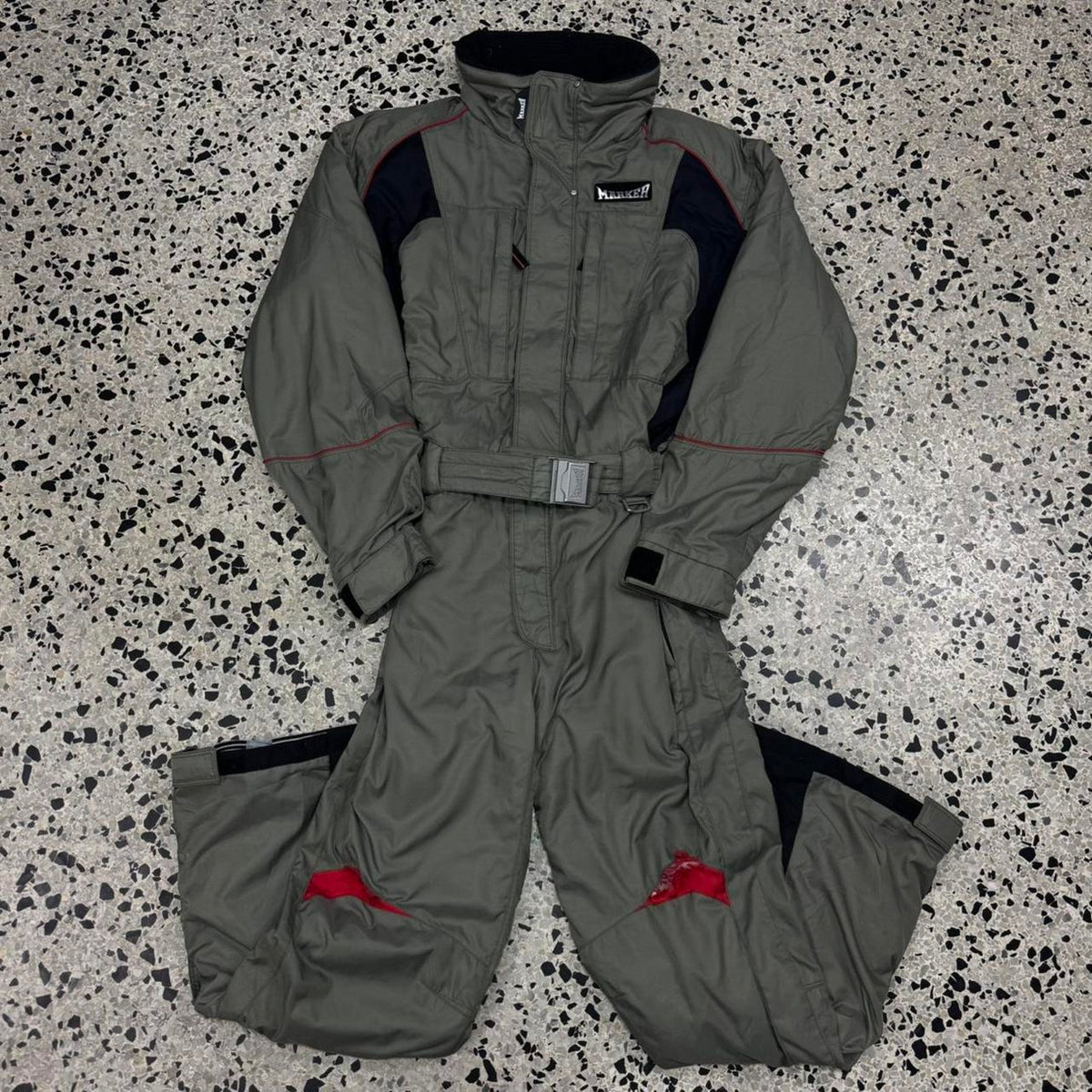 VINTAGE MARKER FULL ZIP COVERALL OLIVE GREEN SNOWBOARD SKI SUIT: