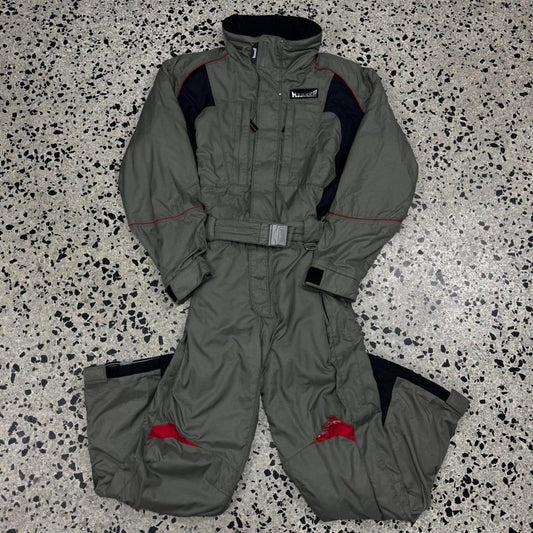 VINTAGE MARKER FULL ZIP COVERALL OLIVE GREEN SNOWBOARD SKI SUIT: