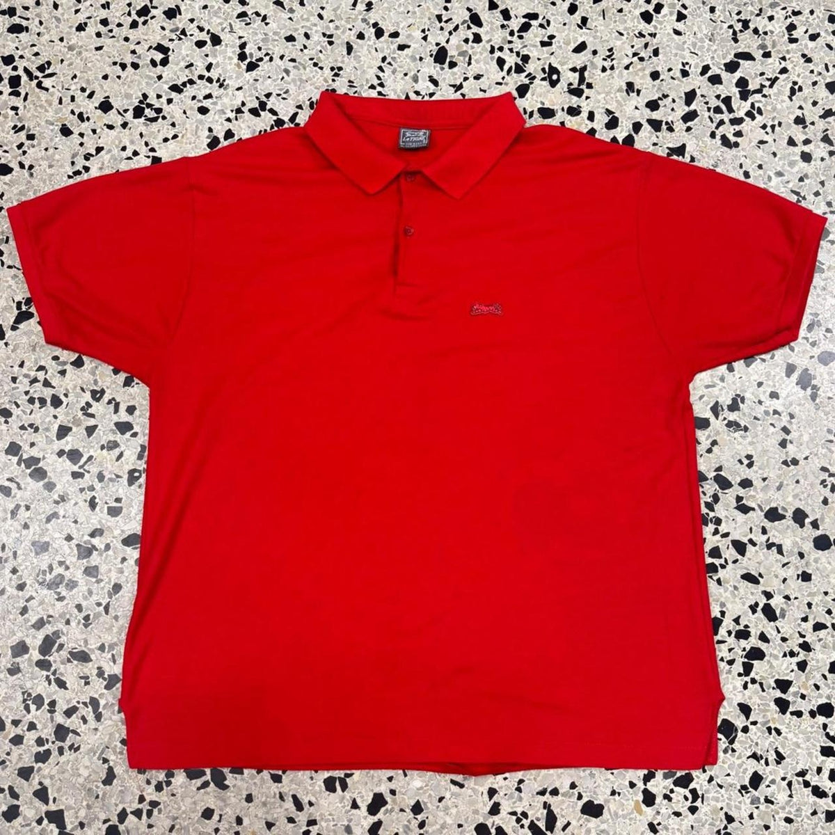 VINTAGE 70S 80S LE TIGRE RED MONOCHROME POLO SHIRT: