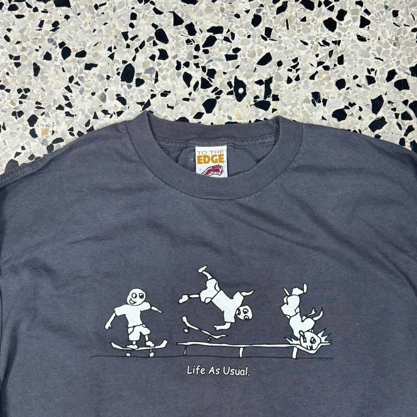 VINTAGE Y2K TO THE EDGE PRIME “LIFE AS USUAL” SKATER L/S TEE: