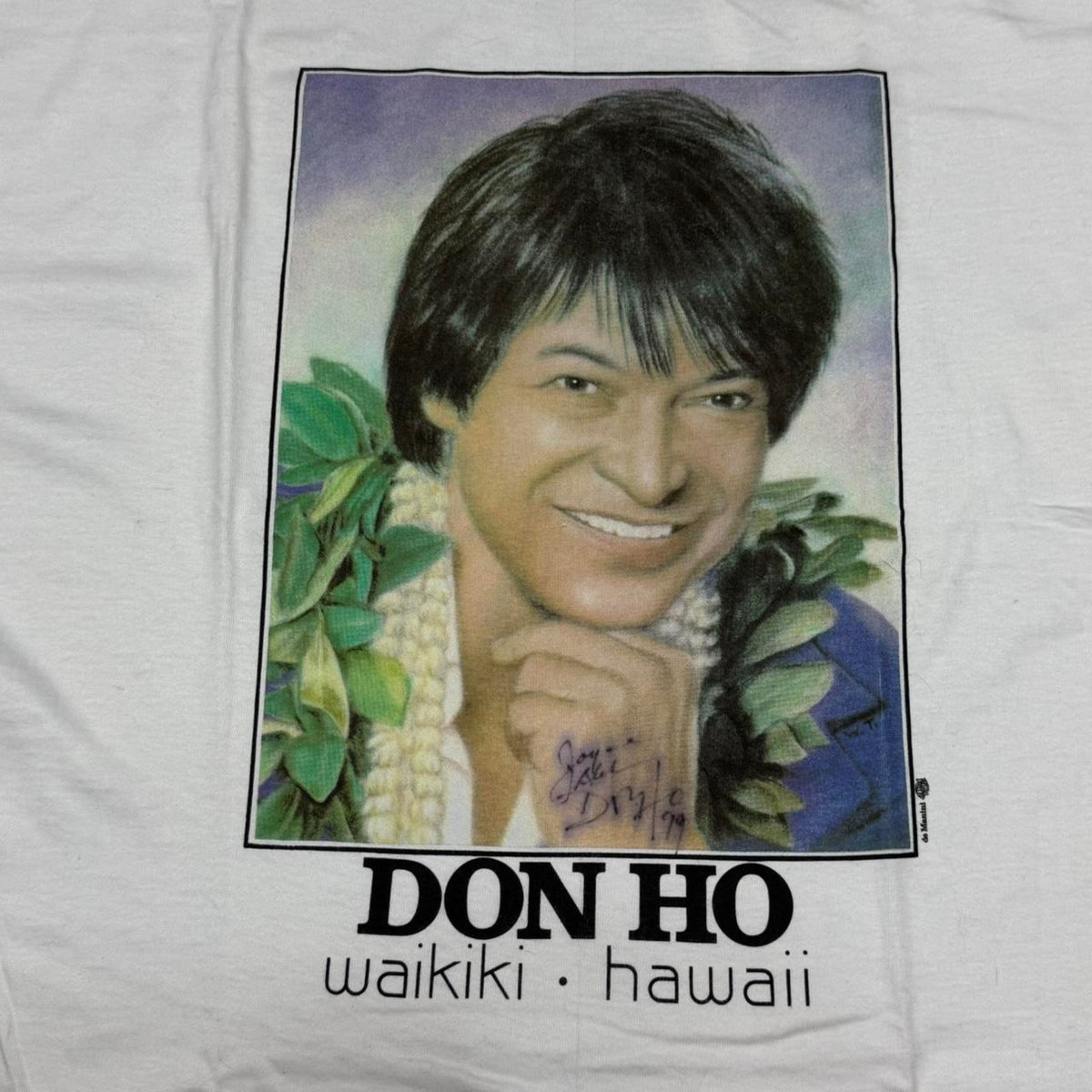 VINTAGE 90S 1999 DON HO SIGNED WAIKIKI HAWAII SHOW FACE TEE: