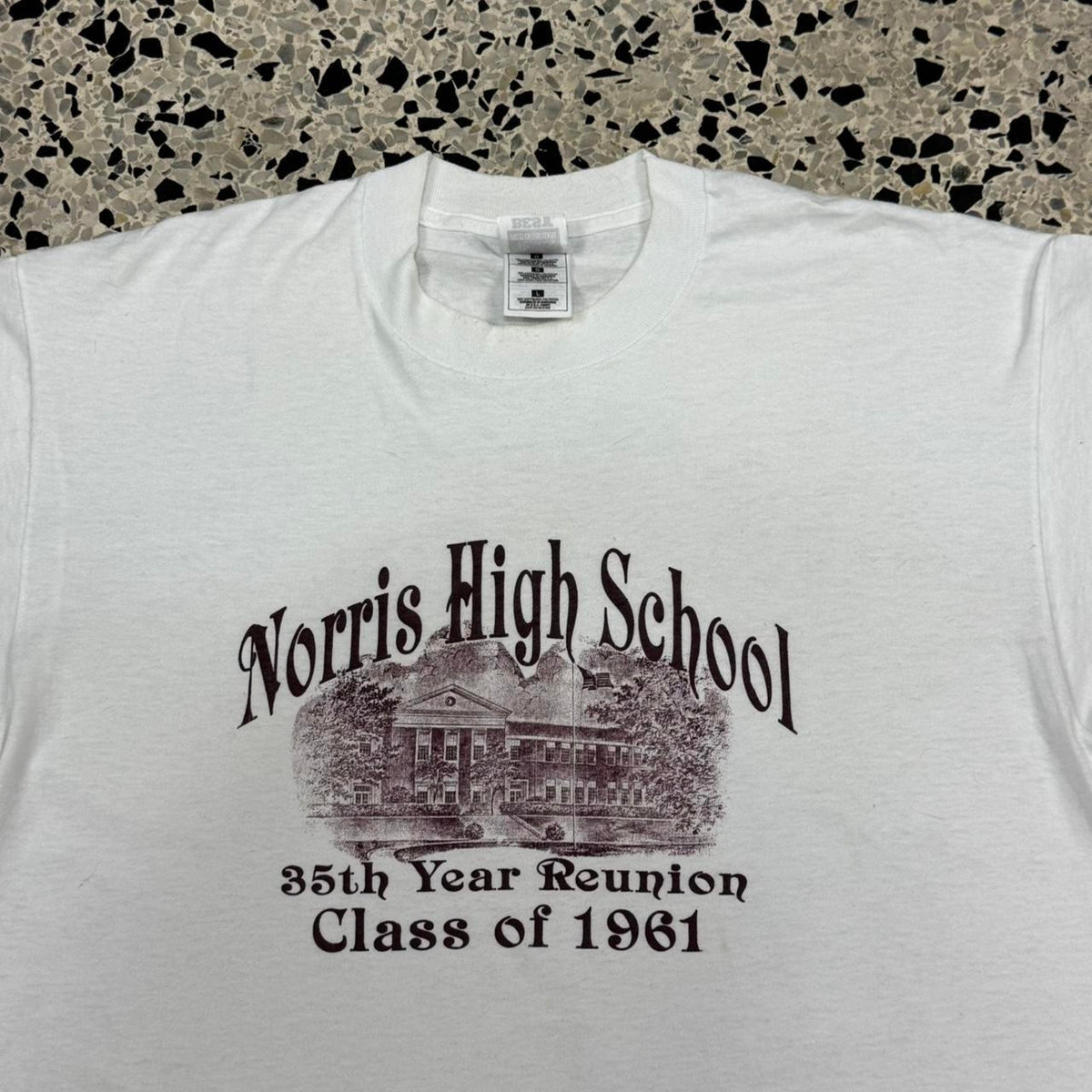 VINTAGE 90S SINGLE STITCH NORRIS HIGHSCHOOL CLASS OF 1961 REUNION TEE:
