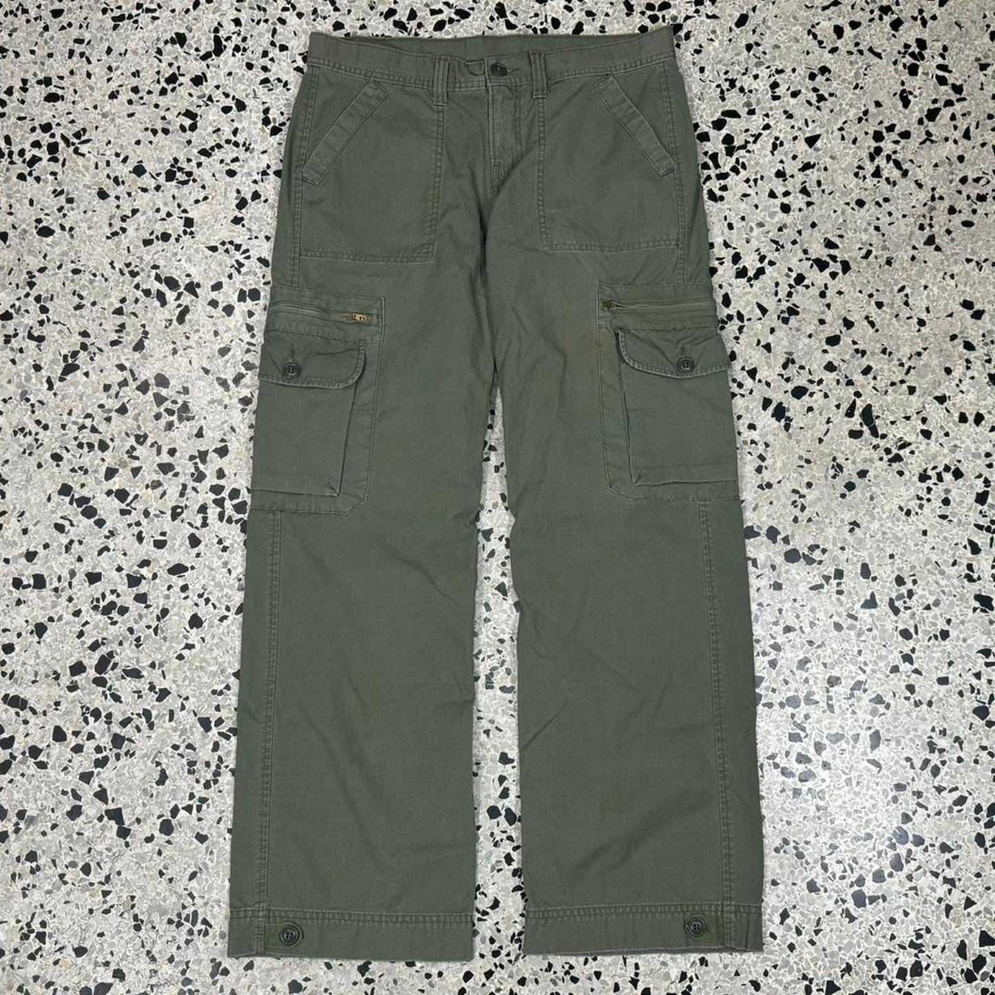 VINTAGE Y2K LUCKY BRAND UNISEX OLIVE CARGO PANTS: