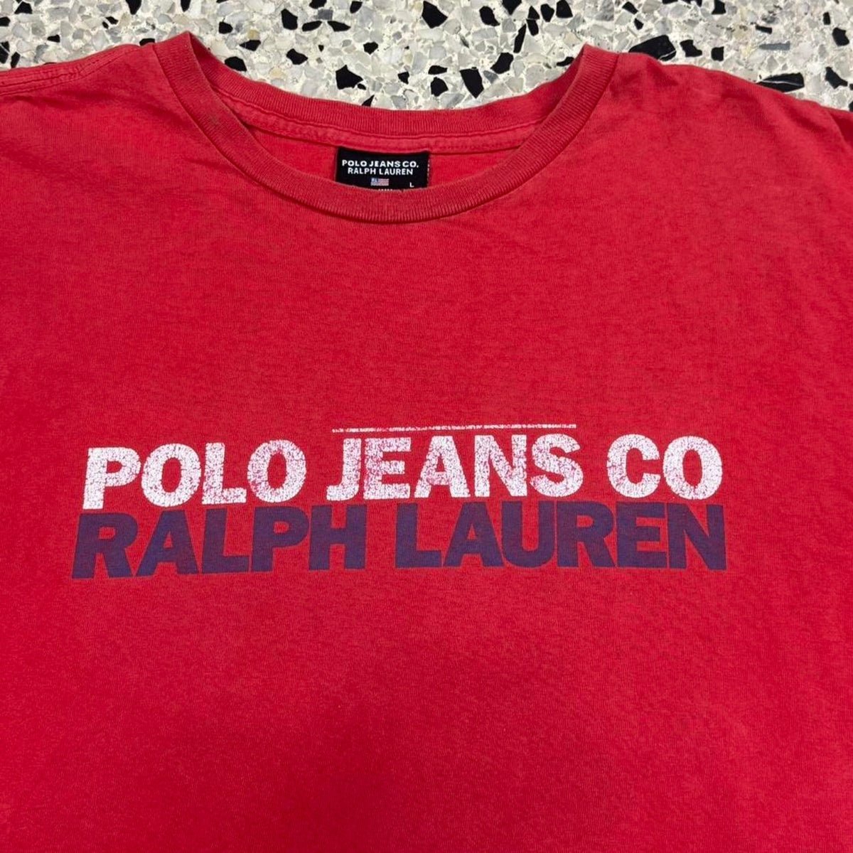 VINTAGE 90S Y2K POLO JEANS CO. RALPH LAUREN SPELL OUT LOGO TEE: