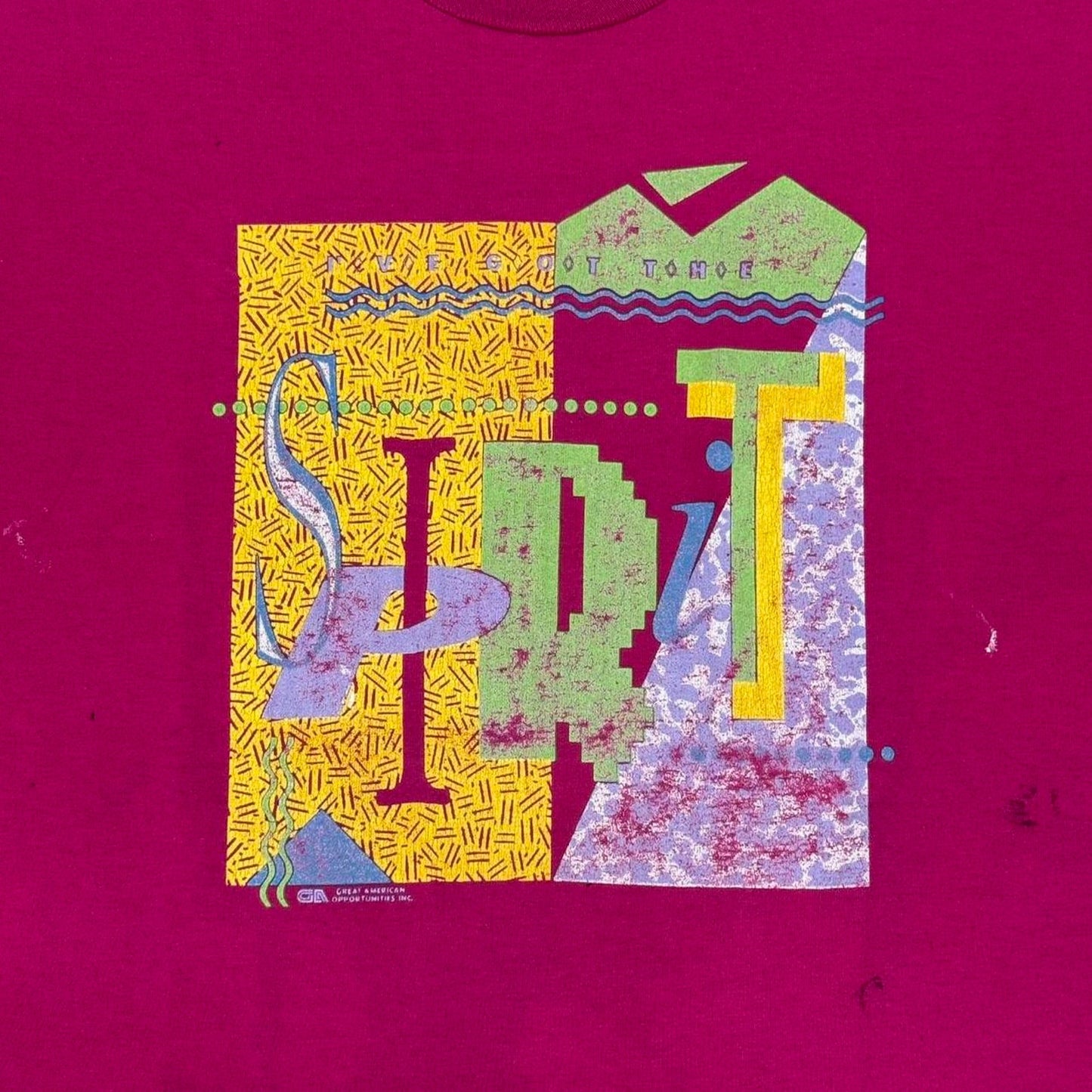 VINTAGE 90S I’VE GOT THE SPIRIT PINK ABSTRACT TEE: